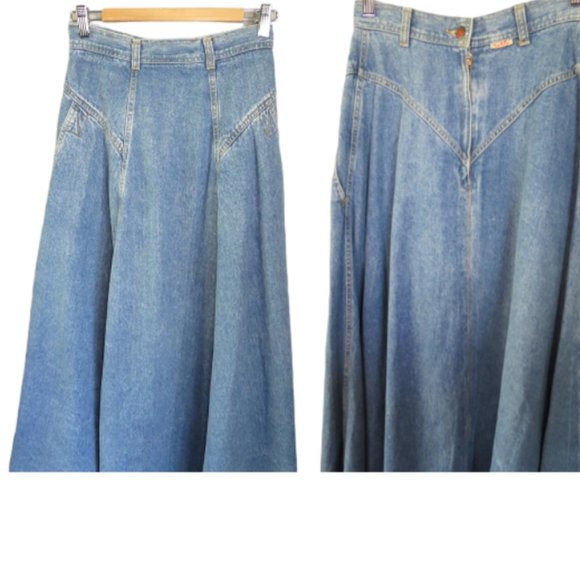 CORFU Dresses & Skirts - VINTAGE CORFU - DENIM FULL LENGTH SKIRT - SIZE 10 (small sizing)